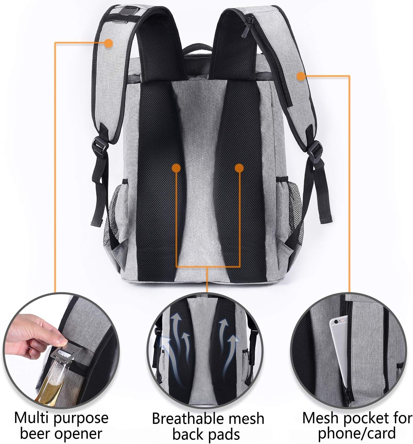 Leakproof Insulated Backpack Cooler: Waterproof, Lightweight, Ideal for Work, Beach, Picnics, and More – Holds 30 Cans!