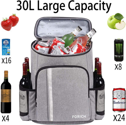 Leakproof Insulated Backpack Cooler: Waterproof, Lightweight, Ideal for Work, Beach, Picnics, and More – Holds 30 Cans!